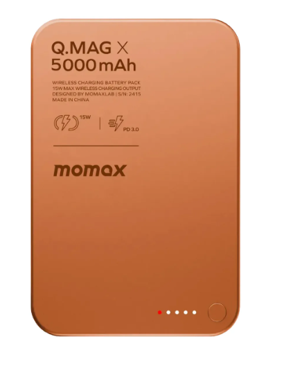 Cargador Portátil Momax Power Bank Q.Mag X Magnetic, 5000mAh, Dorado