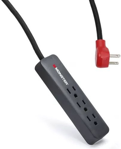 Monster Supresor de Picos 2MNAC0249B0L2, 3 Contactos, 300 Jules, Negro