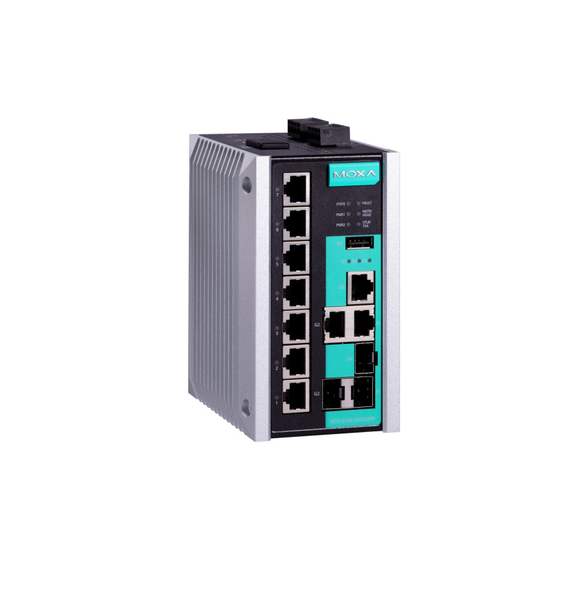 Switch Moxa Fast Ethernet EDS-510E-3GTXSFP, 7 Puertos 10/100 + 3 Puertos SFP Combo, 8.000 Entradas - Administrable