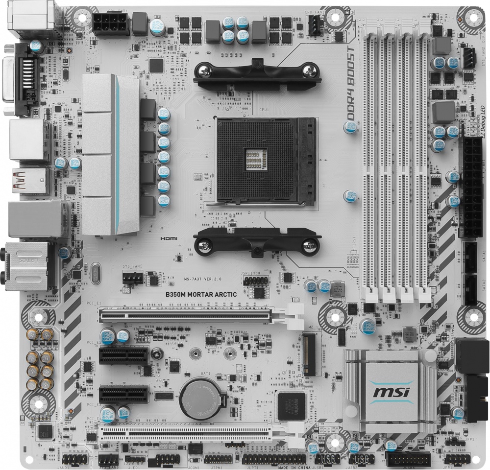 Tarjeta Madre MSI micro ATX B350M MORTAR ARCTIC, S-AM4, AMD B350, HDMI, 64GB DDR4 para AMD