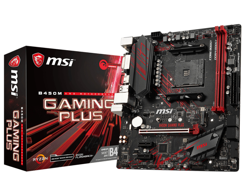 Tarjeta MSI Madre micro ATX B450M GAMING PLUS, S-AM4, AMD B450, 32GB DDR4 para AMD Ryzen