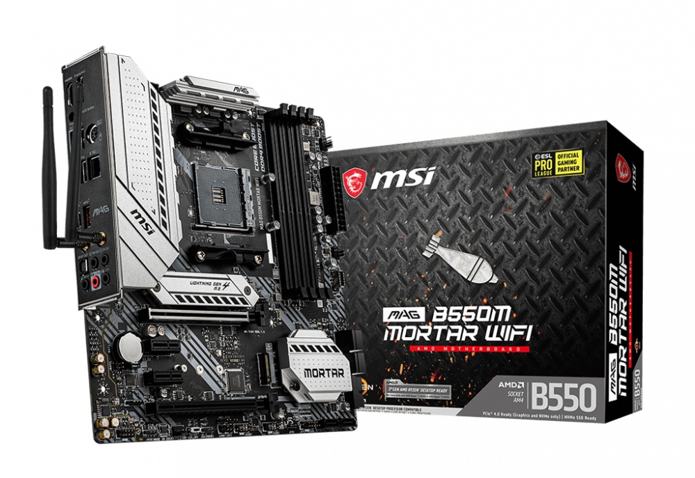 Tarjeta Madre MSI Micro ATX MAG B550M Mortar WiFi, S-AM4, AMD B550, HDMI, 128GB DDR4 para AMD — Requiere Actualización de BIOS para la Serie Ryzen 5000