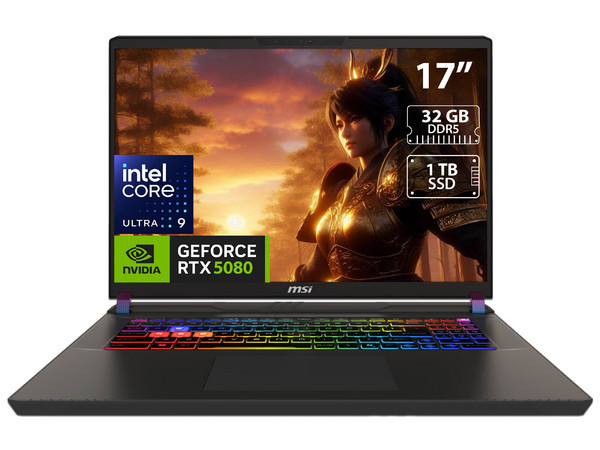 Laptop MSI Vector 17 HX AI A2XW, 17" 2560x1440, Intel Core Ultra 9 275HX, NVIDIA GeForce RTX 5080, 32GB, 1TB SSD, Windows 11 Pro, Español