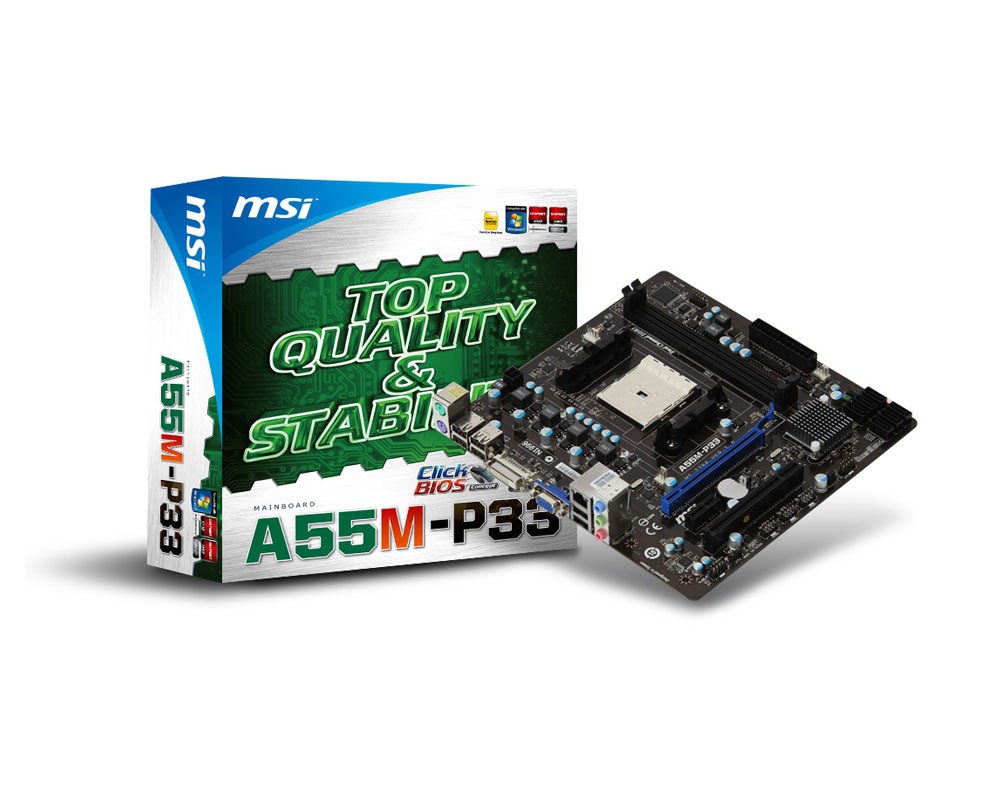 Tarjeta Madre MSI micro ATX A55M-P33, S-FM1, AMD A55, 16GB DDR3, para AMD