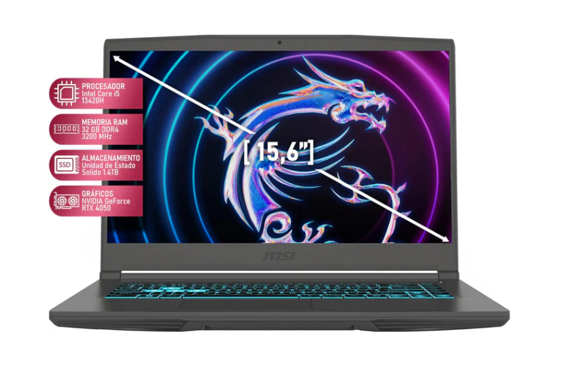 Laptop Gamer MSI Thin 15, 15.6" 1920x1080 Full HD, Intel Core i5-13420H, NVIDIA GeForce RTX 4050, 32GB, 1.4TB SSD, Windows 11 Home, Español