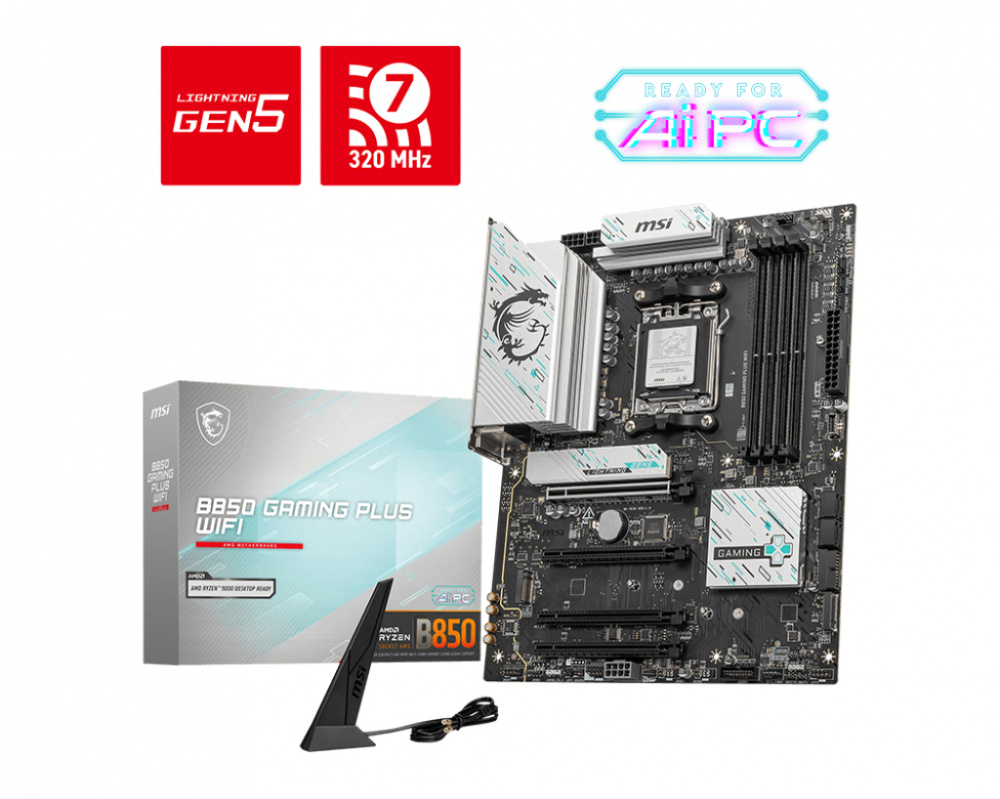 Tarjeta Madre MSI B850 GAMING PLUS WIFI, ATX, Socket AM5, AMD B850, 256GB DDR5, HDMI/DP para AMD
