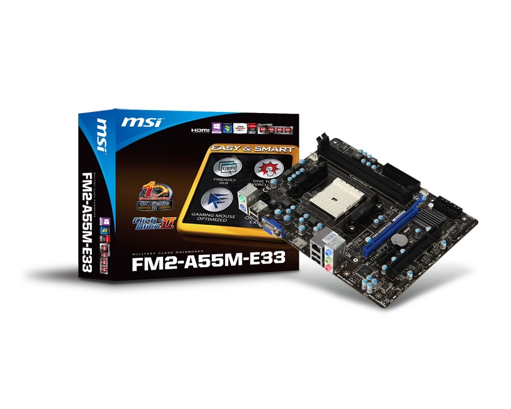 Tarjeta Madre MSI micro ATX FM2-A55M-E33, S-FM2, AMD A55, HDMI, 16GB DDR3, para AMD