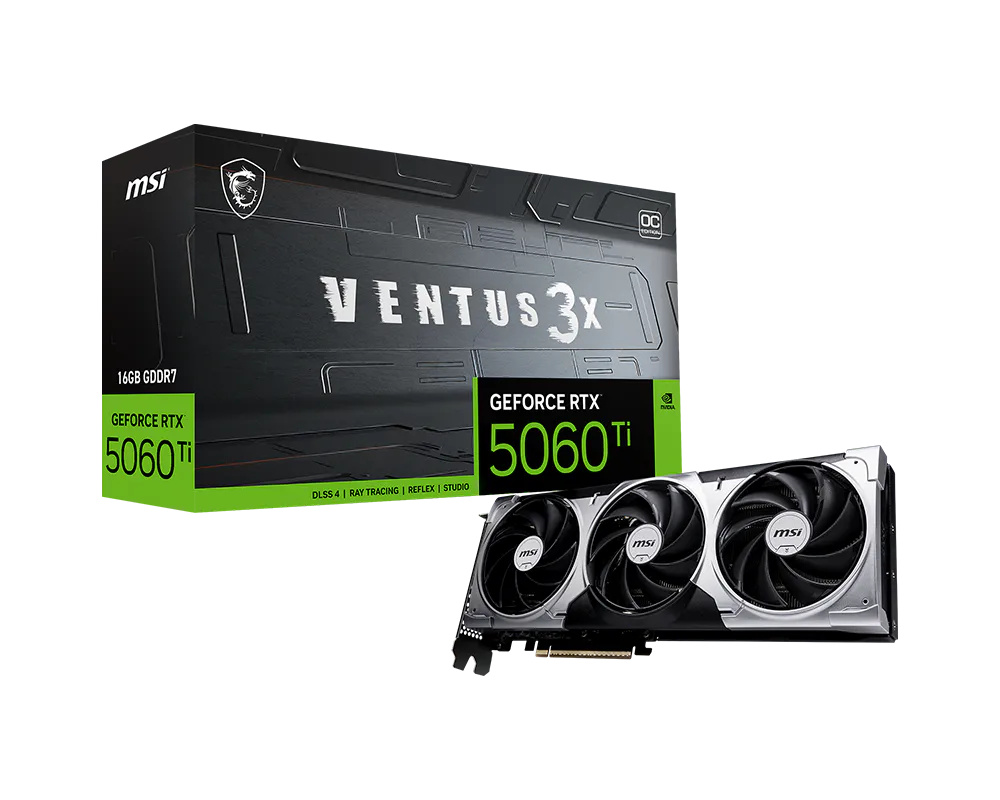 Tarjeta de Video MSI NVIDIA GeForce RTX 5060 Ti 16G VENTUS 3X OC, 16GB 128-bit GDDR7, PCI Express 5.0