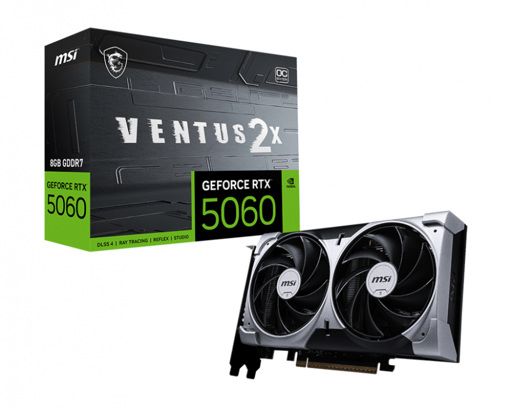 Tarjeta de Video MSI NVIDIA GeForce RTX 5060 Ventus 2X OC, 8GB 128-bit GDDR7, PCI Express x16 5.0