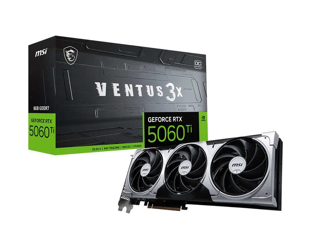 Tarjeta de Video MSI NVIDIA GeForce RTX 5060 Ti 8G VENTUS 3X OC, 8GB 128-bit GDDR7, PCI Express 5.0