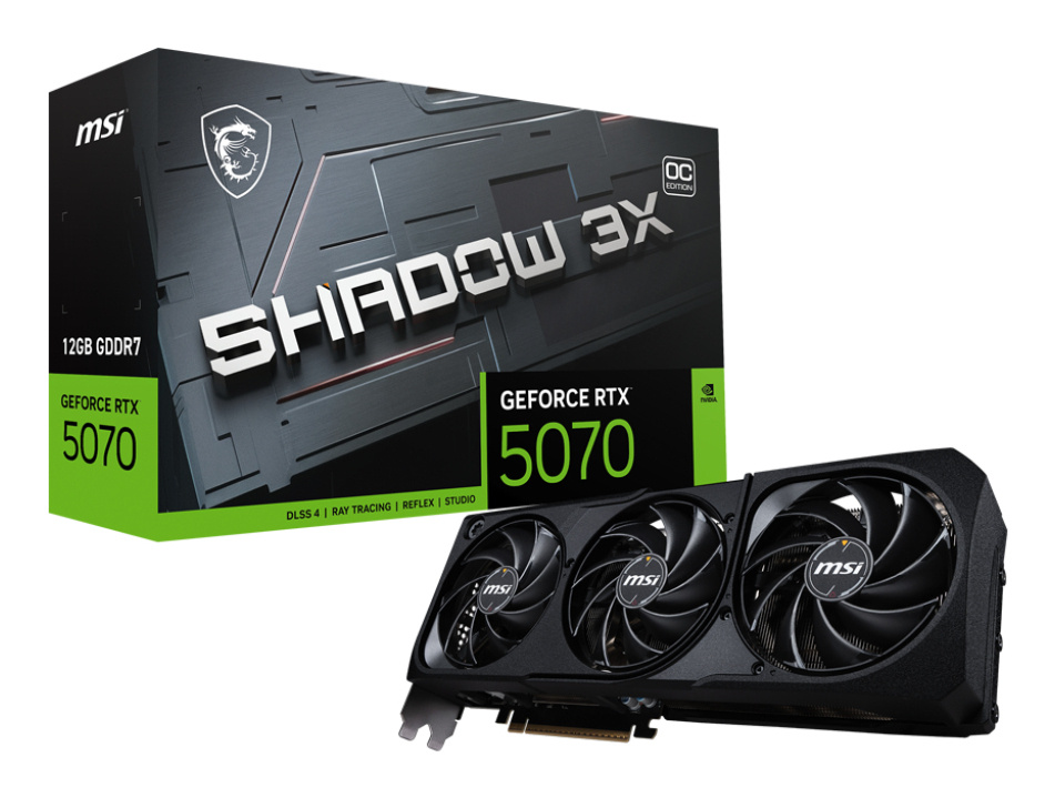 Tarjeta de Video MSI NVIDIA GeForce RTX 5070 SHADOW 3X OC, 12GB 192-bit GDDR7, PCI Express 5.0