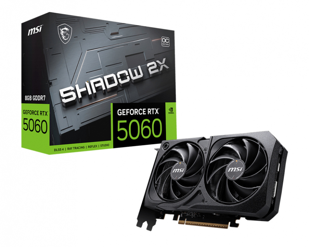 Tarjeta de Video MSI NVIDIA GeForce RTX 5060 SHADOW 2X OC, 8GB 128-bit GDDR7, PCI Express x16 5.0