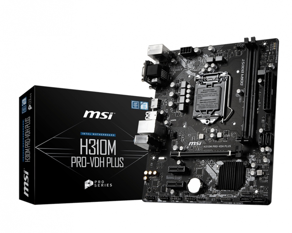 Tarjeta Madre MSI Micro ATX H310M PRO-VDH PLUS, S-1151, Intel H310, HDMI, 32GB DDR4 para Intel ― Compatibles solo con 8va y/o  9va Generación (Revisar modelos aplicables)