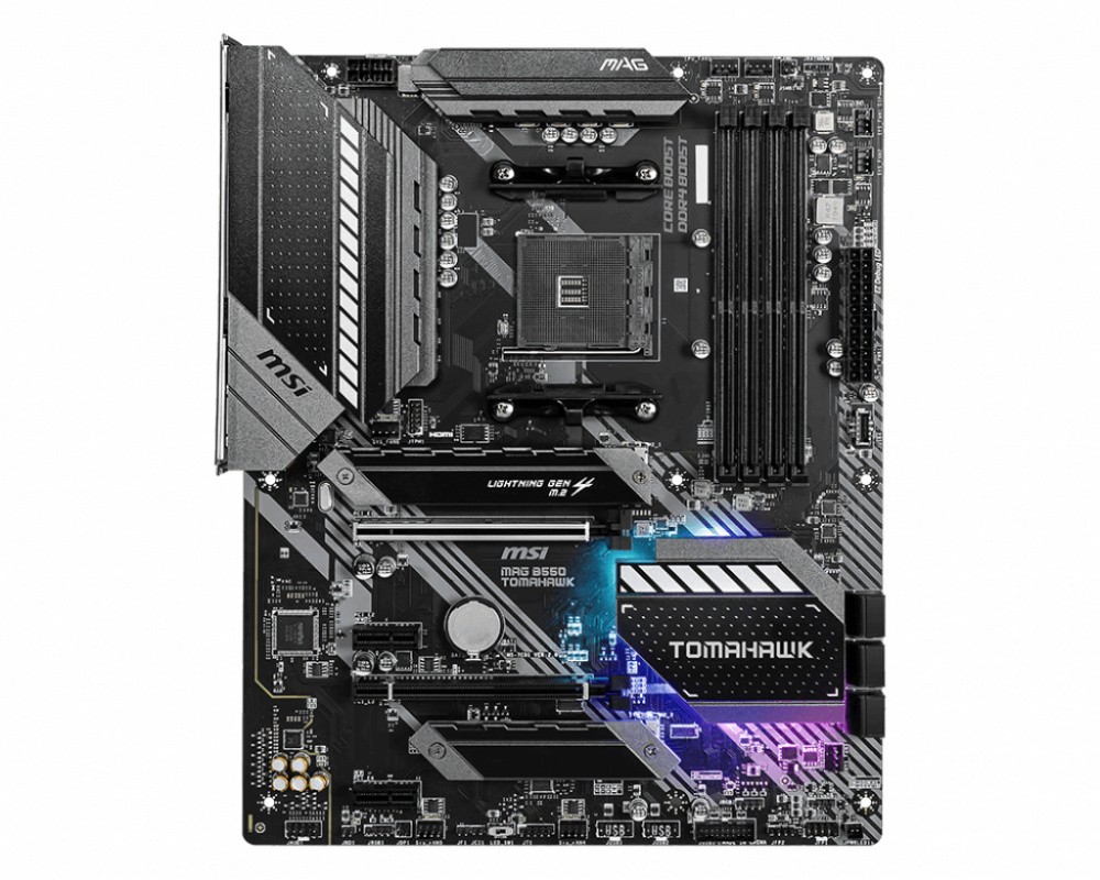 Tarjeta Madre MSI ATX MAG B550 TOMAHAWK, S-AM4, AMD B550, HDMI, 128GB DDR4 para AMD — Requiere Actualización de BIOS para la Serie Ryzen 5000 ― Equipo con daño estético en Backpanel.