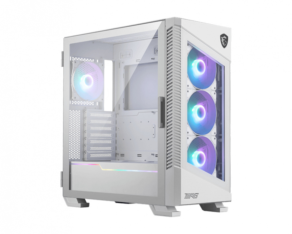 Gabinete MSI MPG VELOX 100R WHITE con Ventana, ATX/Micro ATX/Mini-ITX, USB 2.0/3.0, sin Fuente, 4 Ventiladores RGB Instalado, Blanco