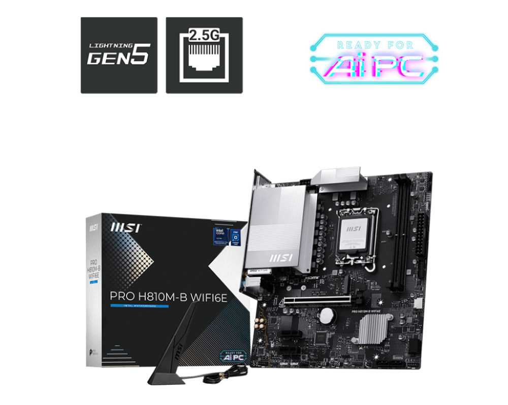 Tarjeta Madre MSI PRO H810M-B WIFI6E, Micro-ATX, LGA 1851, Intel H810, 128GB DDR5, HDMI/DP para Intel