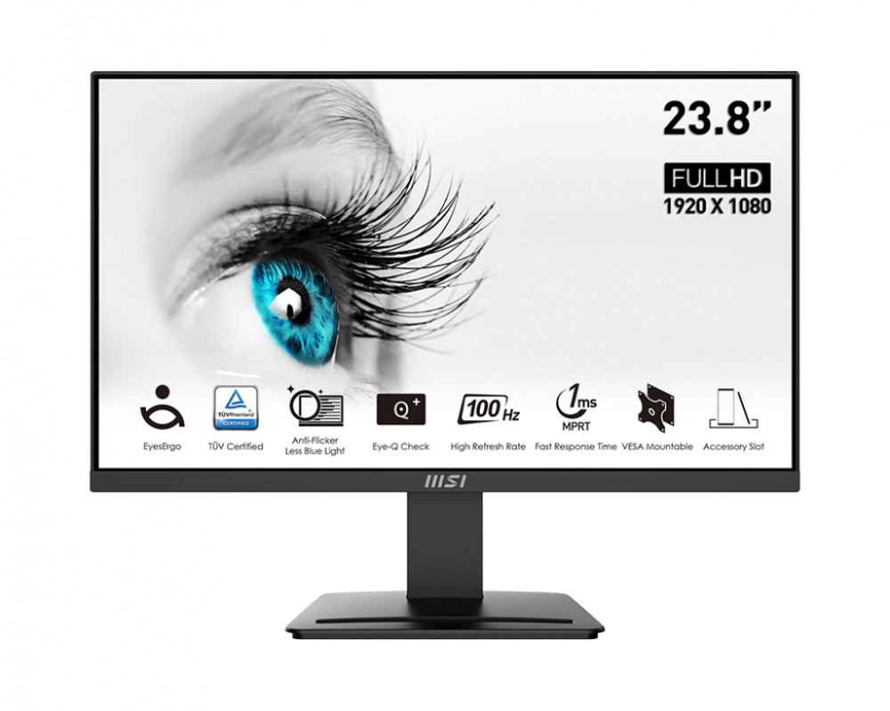 Monitor MSI PRO MP2412 LED 23.8", 1920x1080 Full HD, 100Hz, HDMI/DisplayPort, Negro  ― Abierto