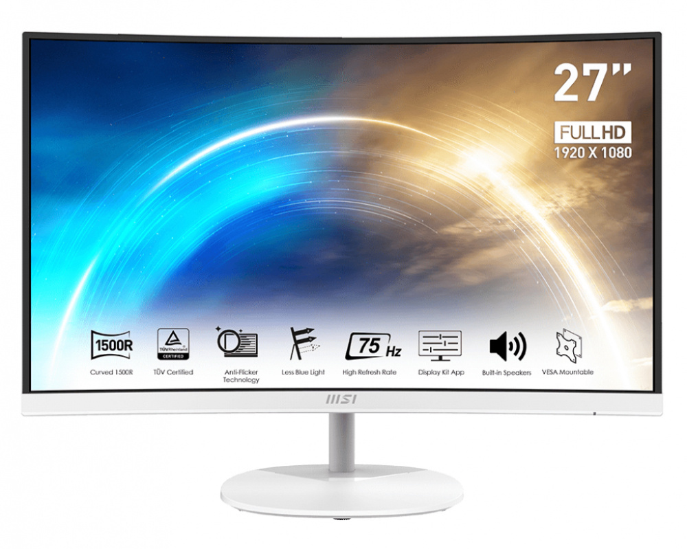 Monitor Curvo MSI Pro MP271CW LED 27", Full HD, 75Hz, HDMI, Bocinas Integradas (2 x 2W), Blanco