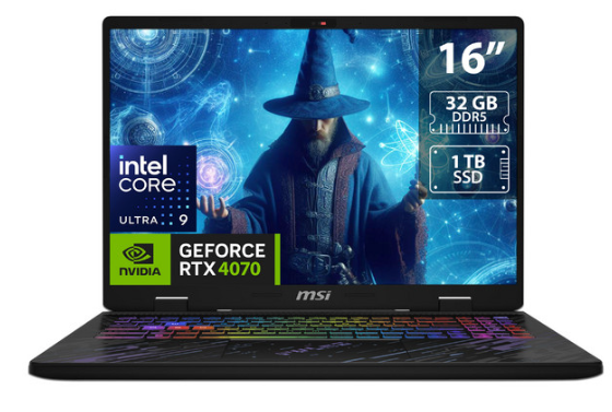 Laptop Gamer MSI Pulse 16 AI, 16" 2560x1440, Intel Core Ultra 9 185H, NVIDIA GeForce RTX 4070, 32GB, 1TB SSD, Windows 11 Home, Inglés