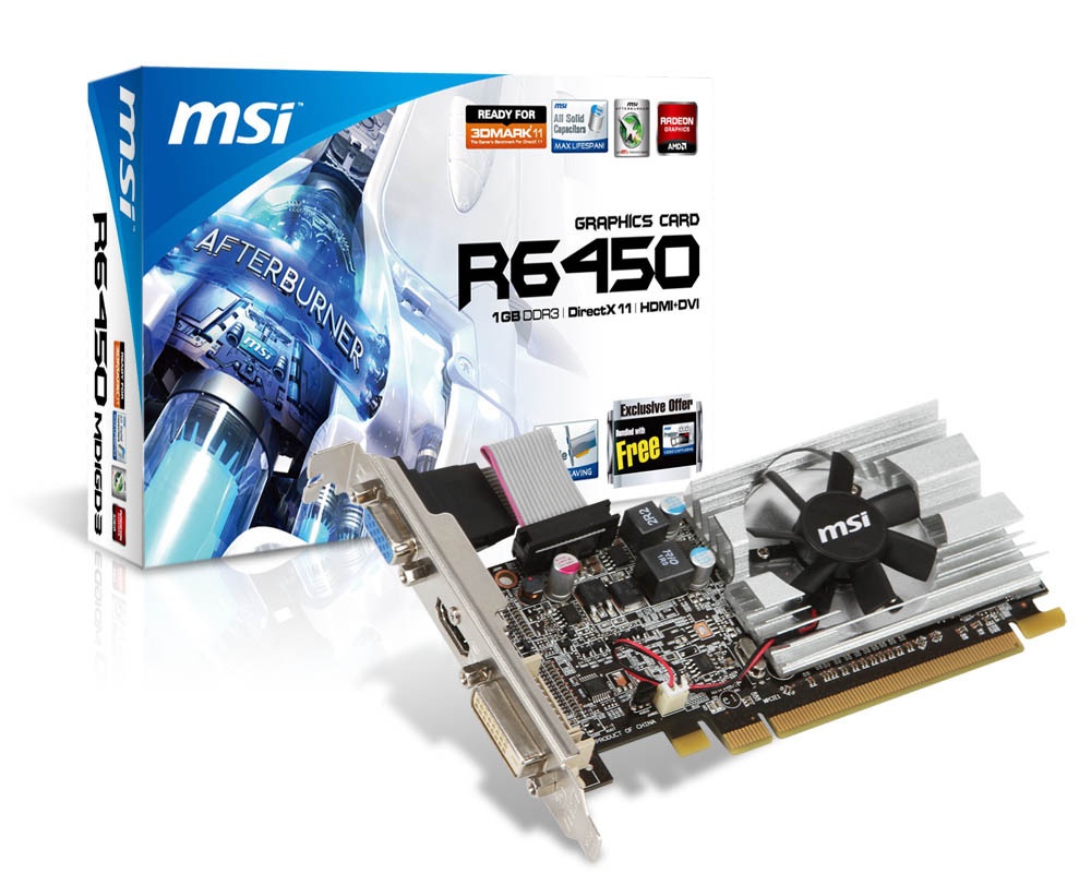 Tarjeta de Video MSI AMD Radeon HD 6450, 1GB 64-bit GDDR3, PCI Express 2.1