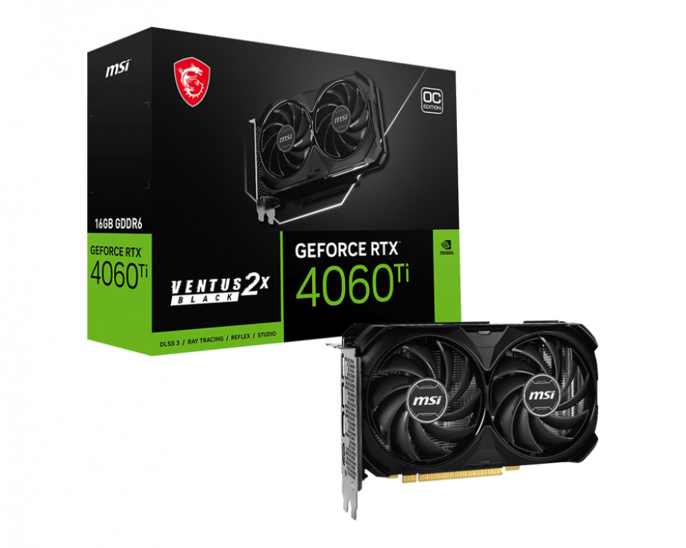 Tarjeta de Video MSI NVIDIA GeForce RTX 4060 Ti VENTUS 2X BLACK 16G OC, 16GB 128-bit GDDR6, PCI Express 4.0