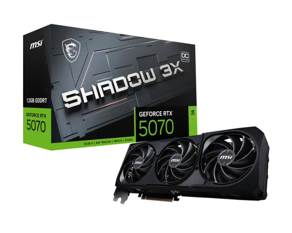 Tarjeta de Video MSI NVIDIA GeForce RTX 5070 SHADOW 3X OC, 12GB 192-bit GDDR7, PCI Express 5.0