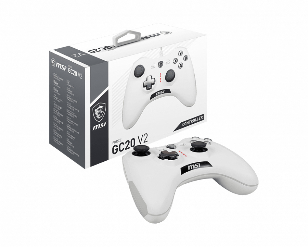 MSI Gamepad Force GC20 V2, Alámbrico, USB, Blanco