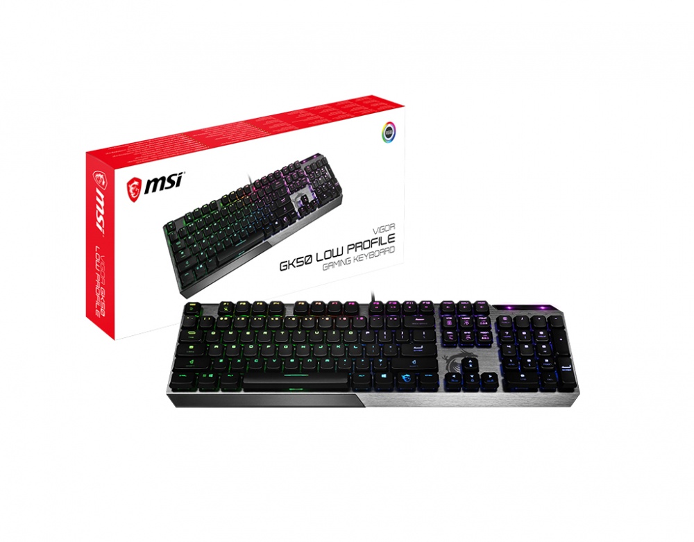 Teclado Gamer MSI Vigor GK50 Low Profile RGB, Teclado Mecánico, Switch Kailh Low Profile, Alámbrico, Negro (Inglés)