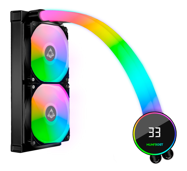 Munfrost Moon Rive Enfriamiento Líquido para CPU, 2x 120mm, hasta 2400RPM, Negro 
