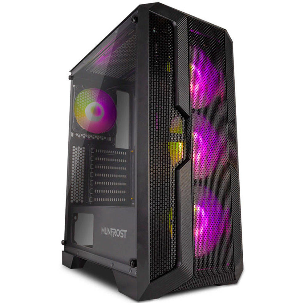 Gabinete Munfrost Luft, Midi-Tower, ATX/Micro-ATX/Mini-ITX, USB 2.0/3.0, sin Fuente, 4 Ventiladores Instalados, Negro