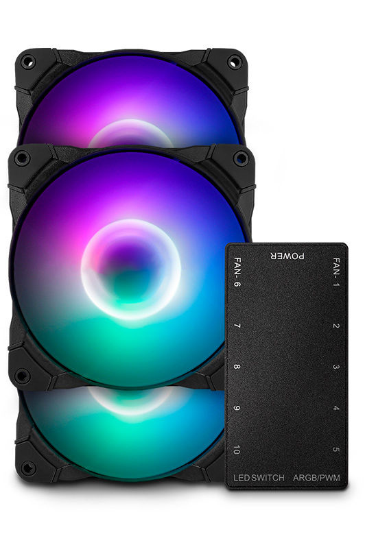 Ventilador Munfrost Sunflower Kit, 3x 120mm, 1100RPM, ARGB, Negro 