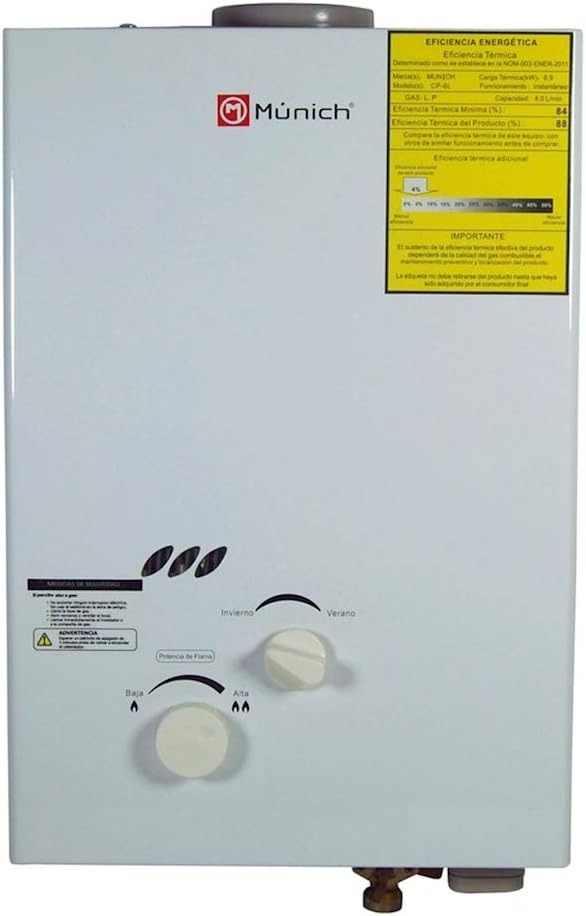 Munich Calentador de Agua Interior H5 CP-6L, Gas LP, 4 l/min 