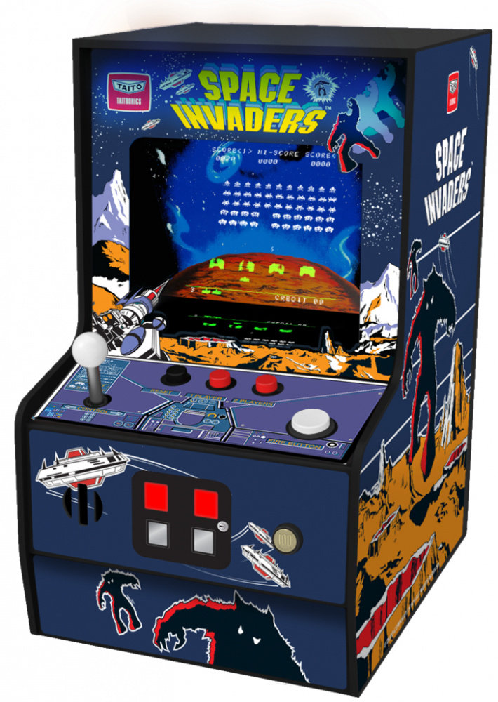 Mini Consola My Arcade Space Invaders, 1 Juego, Negro