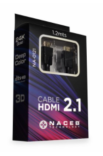 Naceb Cable HDMI 2.1 Macho - HDMI 2.1 Macho, 8K, 60Hz, 1.2 Metros, Negro