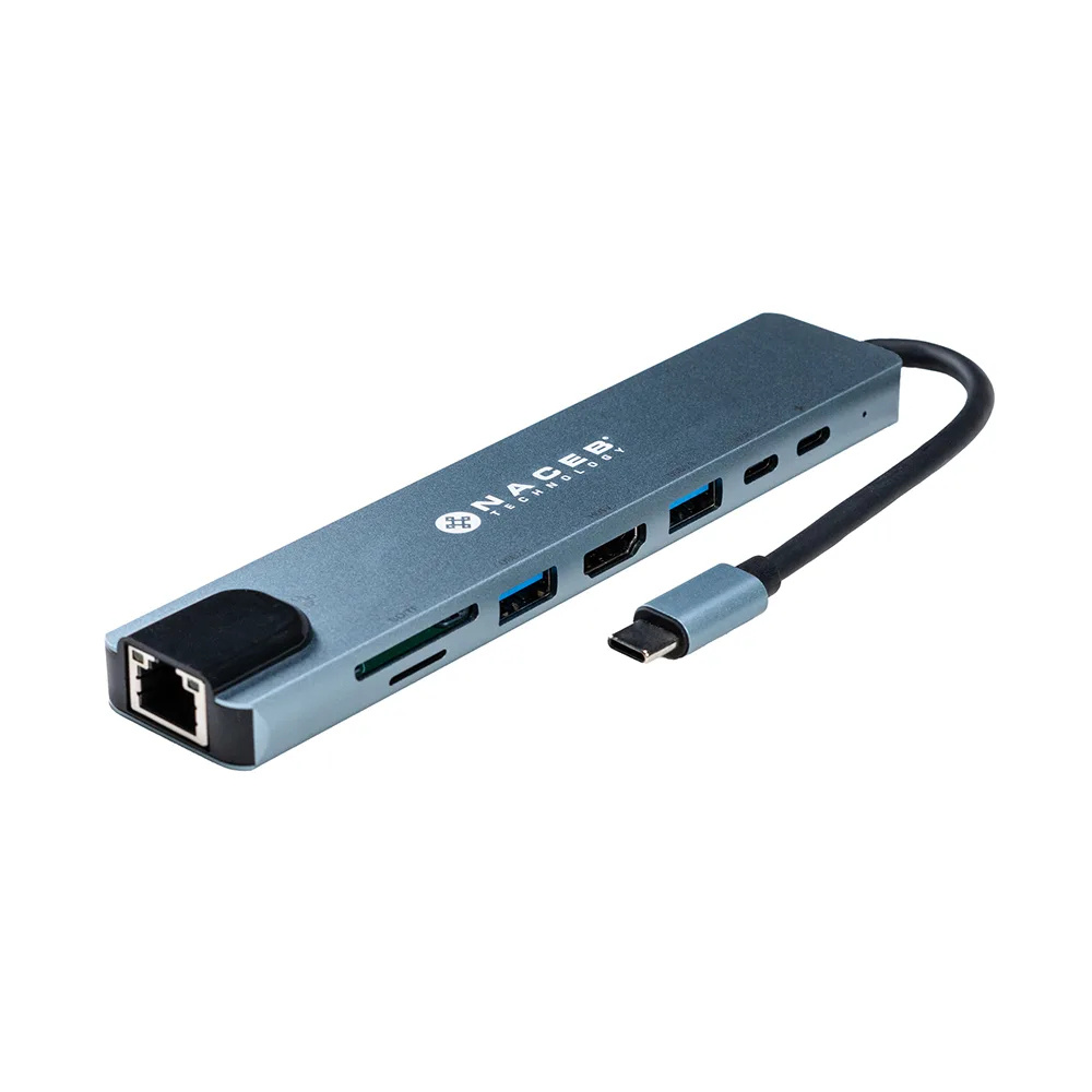 Naceb Hub USB-C - HDMI, RJ-45, USB-A 3.1, USB-C, 480 Mbit/s