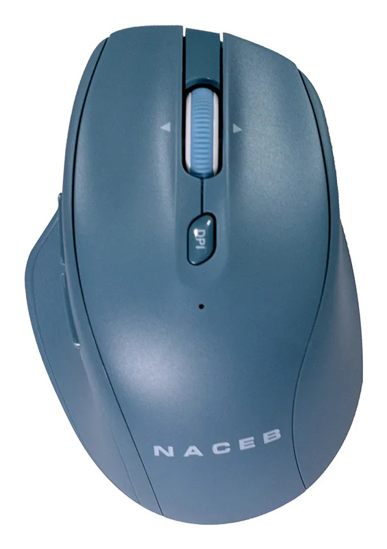 Mouse Ergonómico Naceb NA-0139A, Inalámbrico, Óptico, 1.600DPI, RF Inalámbrico, Azul