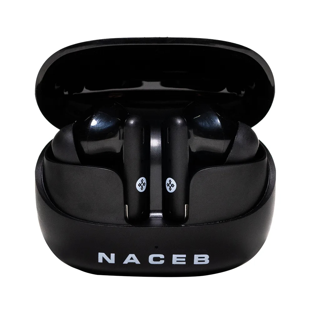 Naceb Audífonos Intrauriculares con Micrófono NA-0322, Inalámbrico, Bluetooth, Cancelación de Ruido, Negro 