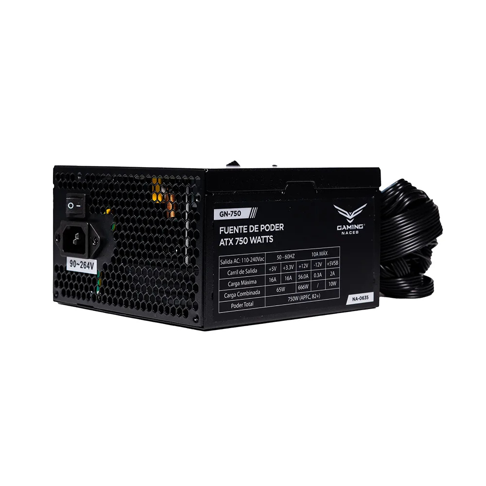 Fuente de Poder Naceb NA-0635 80 PLUS Bronze ATX, 24-pin ATX, 120mm, 750W