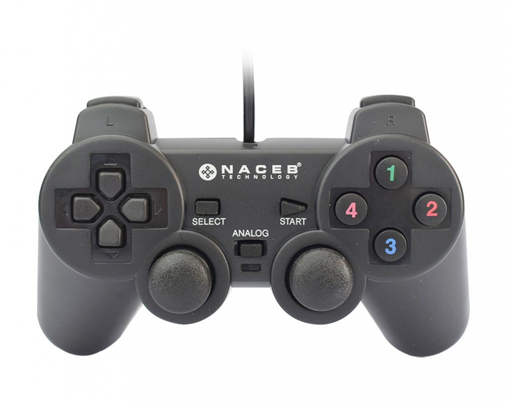 Naceb Gamepad NA-0917, PC, Alámbrico, Negro