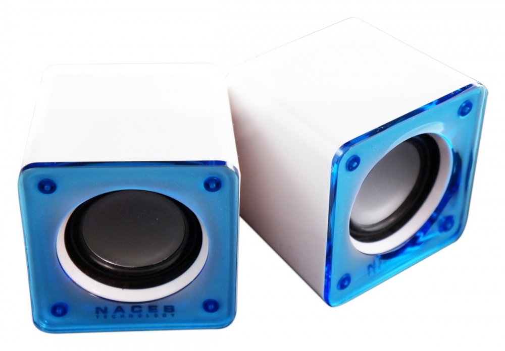 Naceb Bocina Cubo NA-105A, Alámbrico, 2.1, 6W RMS, Blanco/Azul