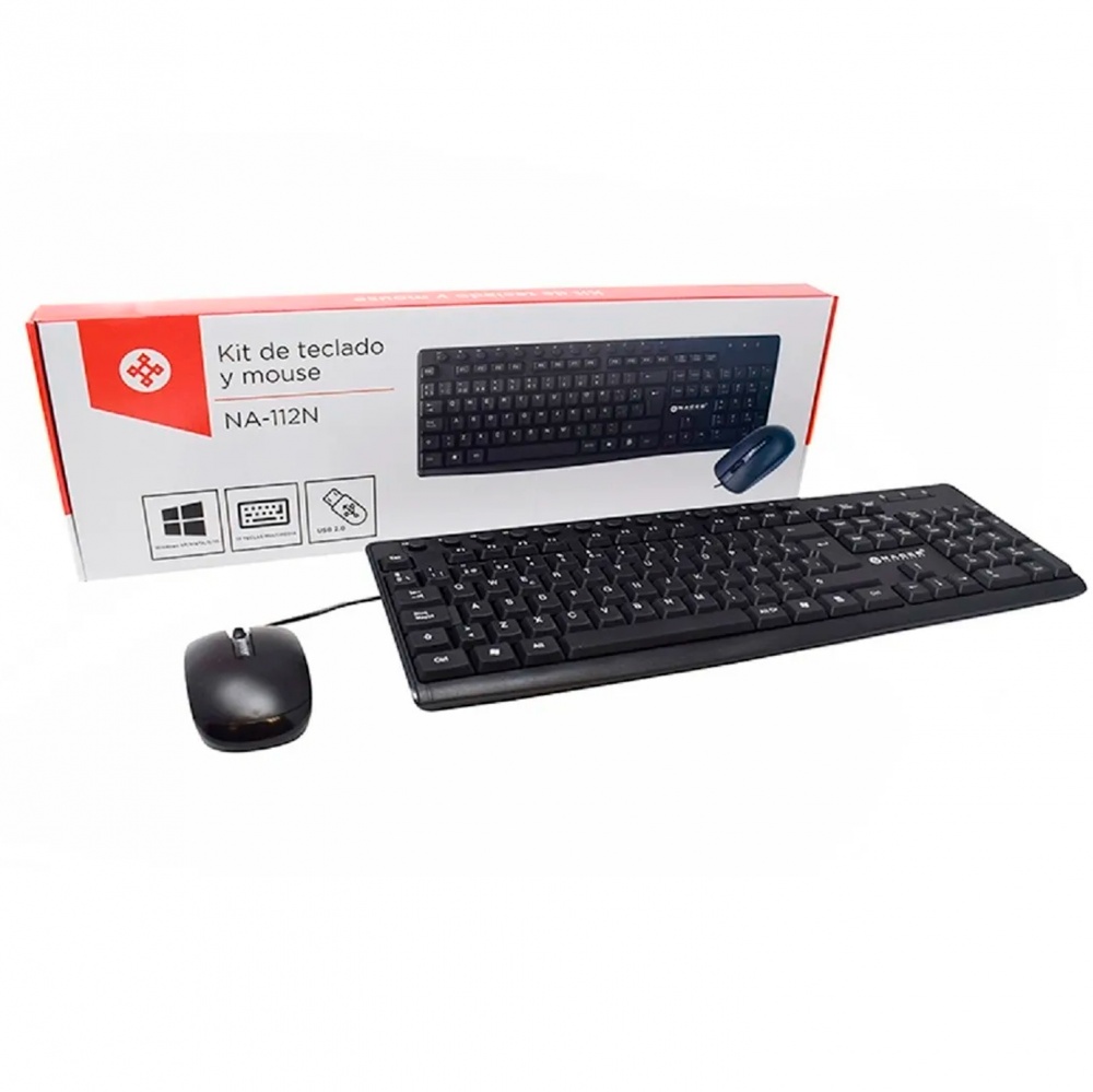 Kit Gamer de Teclado y Mouse Naceb NA-112, Alámbrico, USB, Negro (Español)