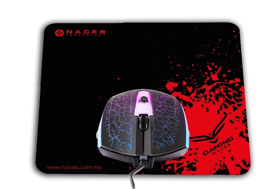 Mouse Gamer Naceb Óptico NA-632 + Mousepad, Alámbrico, USB, 1200DPI, Multicolor