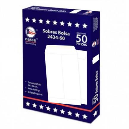 Nassa Sobre Tipo Bolsa IA0296, 400 Piezas, 24 x 34cm, Color Blanco