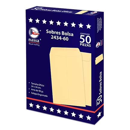 Nassa Sobre IA0297, Tamaño Oficio, Crema, 400 Piezas