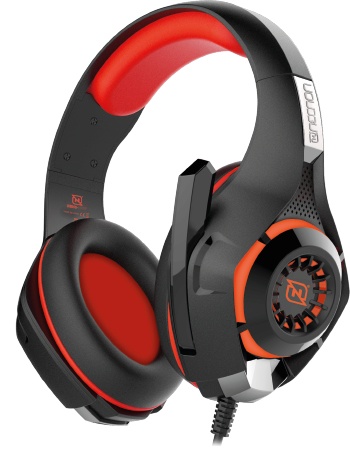 Necnon Audífonos Gamer NBHG-VIPER, Alámbrico, 2.1 Metros, 3.5mm, Negro/Rojo