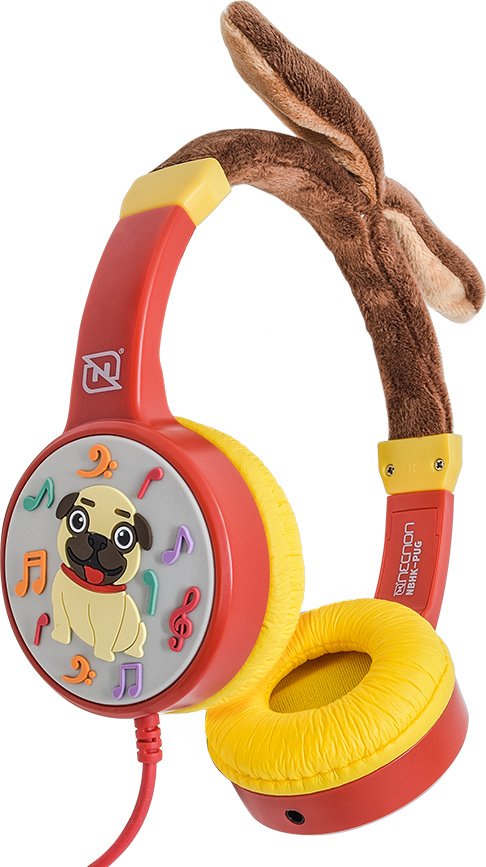 Necnon Audifonos para Niños NBHK-PUG, Alámbrico, 3.5mm, Rojo/Amarillo