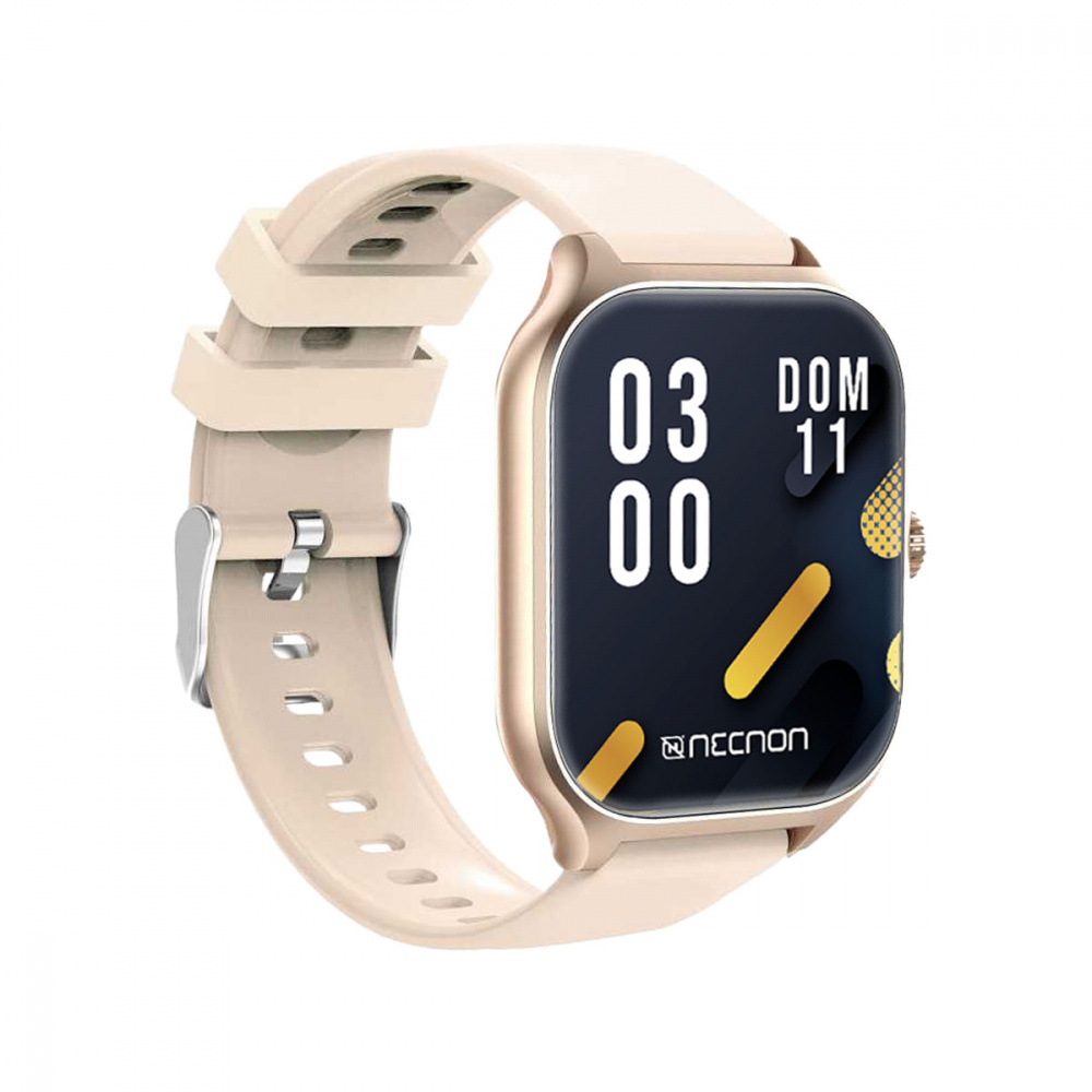 Necnon Smartwatch NSW-101, Touch, Bluetooth, Android/iOS, Beige/Dorado - Resistente al Agua