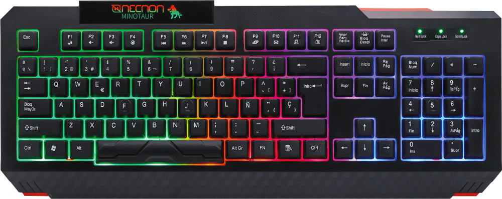 Teclado Gamer Necnon NGK-MINOTAUR RGB, Alámbrico, Negro (Español)