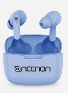 Necnon Audífonos Intrauriculares Deportivos con Micrófono NTWS-03, Inalámbrico, Bluetooth, USB, Azul