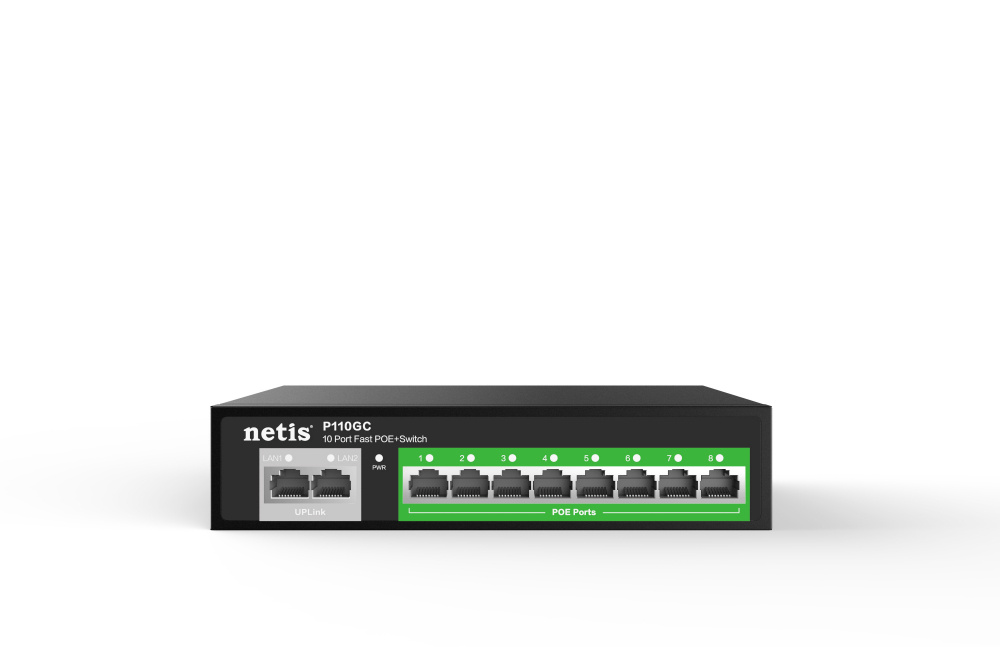 Switch Netis Gigabit Ethernet P110GC, 8 Puertos 10/100/1000Mbps + 2 Puertos Uplink, 20Gbit/s, 4.000 Entradas - Administrable